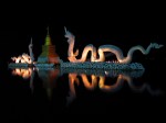 Phayao – Lac artificiel ‘Kwan Phayao’, scuplture Naga (=serpent), de nuit